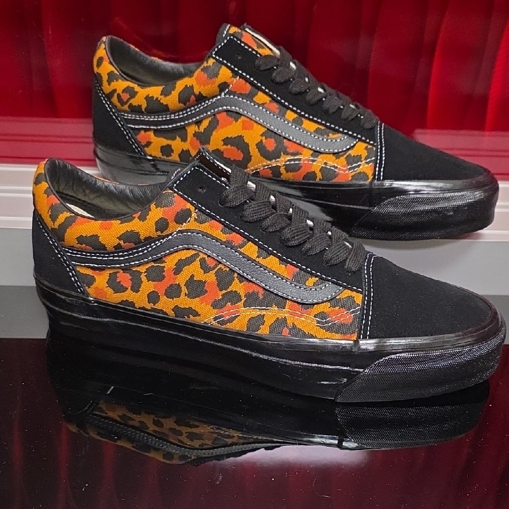 Vans LX Old Skool Leopard Black/Black Sneakers New Men's 9 Women's 10.5